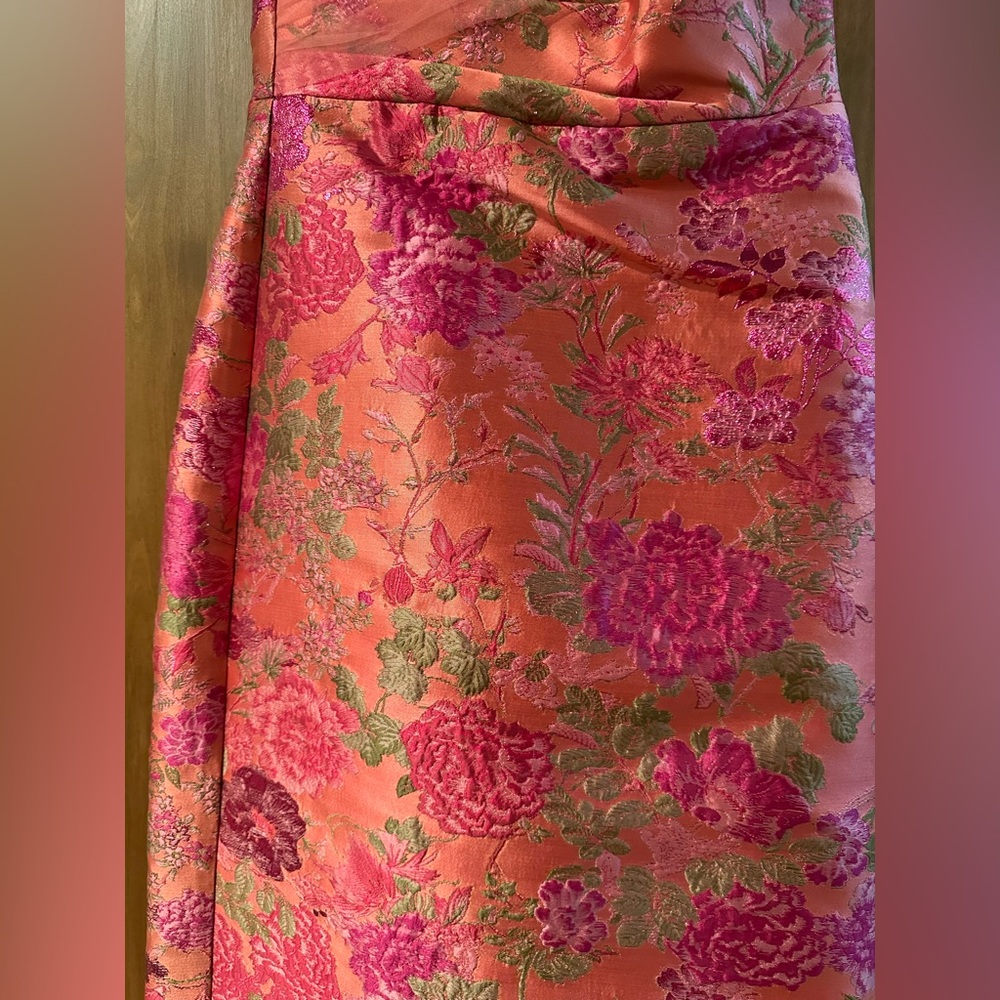 Theia Beverly Draped One Shoulder Jacquard Dress - Picture 4 of 6